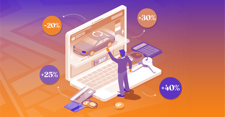 Una persona che sta configurando al PC l'automobile che vuole acquistare online