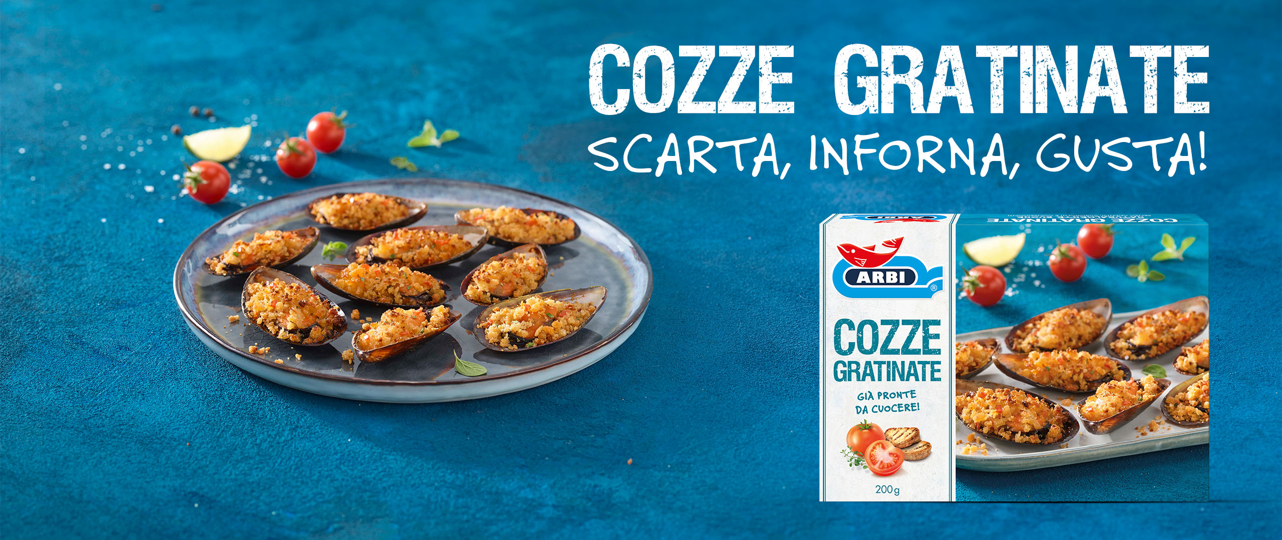 Pubblicità sulle cozze gratinate Arbi. 